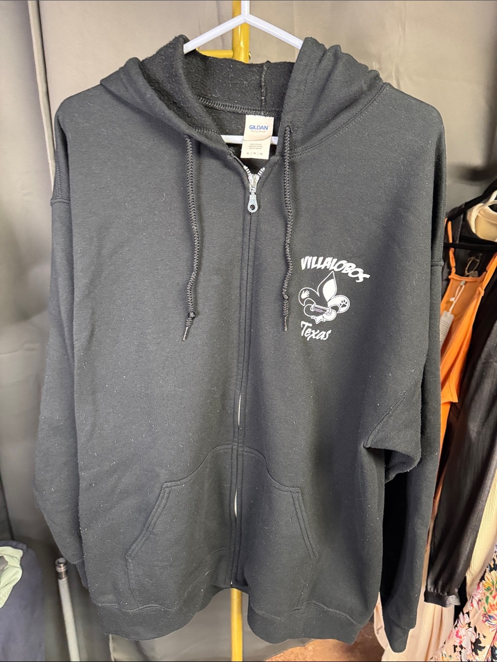 Gildan Black Full-Zip Hoodie with Villalobos Texas Logo